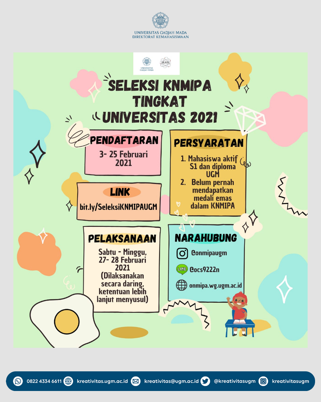 Seleksi KN-MIPA Tingkat Universitas 2021 – Kreativitas UGM