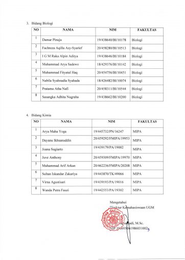 Pengumuman Seleksi KN MIPA Tingkat UGM 2021 – Kreativitas UGM